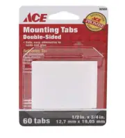 LOT OF (5) 60 PK ACE DOUBLE-SIDED MOUNTING TABS 1/2" X 3/4" 3 LBS MAX, 90969
