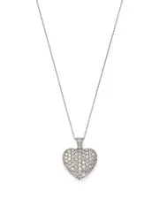 Bloomingdale's Fine Collection Diamond Pave Heart Pendant Necklace in 14K White Gold, 1.50 tcw