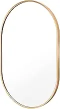 La Bella Gold Wall Mirror Oval Aluminum Frame Makeup Decor Bathroom Vanity 50 x 75cm