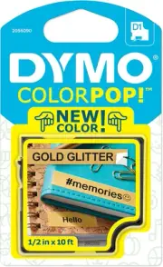 DYMO COLORPOP Authentic Label Maker Tape, 1/2" W x 10' L, Black Print on Gold...