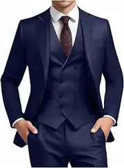 [Ciwolce] Suit for Men Wedding Slim Fit 3 Piece Set Blazer Jacket Vest Pants Tuxedo Suits for Groomsmen Business Prom Party Sport Coat