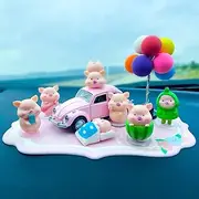 Car Dashboard Decorations Cute Pig Doll Car Interior Adorkable Cartoon Piggy Car Center Console Decoration Creative Car Ornament for Girls Women Men Car Interior Decor Desktop Ornament