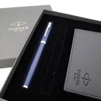在飛比找PChome24h購物優惠-派克新IM寶藍鋼珠筆+短夾禮盒
