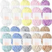 Woanger 20 Skeins Soft Chenille Yarn Velvet Blanket Yarn for Crocheting Hand Knitting Weaving DIY Craft, 10 Colors, 93 Yards Each (Vivid Color)