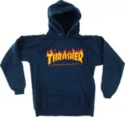 Thrasher Flame Hoody Sweatshirt Small Navy