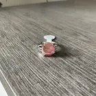 Vintage Natural Stone Ring Crafted In 925 Silver A Unique Fashion 1.8 CM Pink