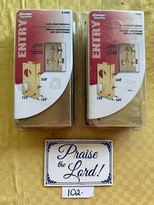 2- Prime-Line U 9560 Lock and Door Reinforcer, Brass-Plated Security