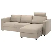 VIMLE 3-seat sofa, with chaise longue with headrest/Hillared beige