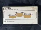 Vintage Unopened PYREX Old Orchard 3-Piece Bake Serve & Store Set #470-47 NOS
