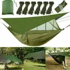 Camping Hammock with Rain Fly Tarp and Mosquito Net Tent Tree Straps, for Hiking