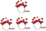 [Kisangel] 4sets Valentines Day Heart Headband Sparkling Sequins Tinsel Headpiece for Women Party Hair Accessory 3pcs*4