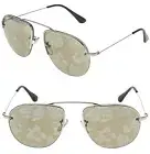 PRADA TEDDY 58O PR58OS Aviator Silver Yellow Hibiscus Mirror Print Sunglasses