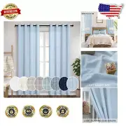Chic Grommet Light Filtering Linen Curtains 84" L - 2 Panels for Farmhouse Decor