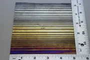 5" x 5" ACCORDION TEXTURE ON BLACK IRIDIZED 3mm BULLSEYE GLASS 90 COE