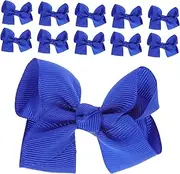 ifundom 12pcs Small Grosgrain Ribbon Hair Bows for Colorful Alligator Clip Barrettes for Parties Birthdays and Special Occasions Navy