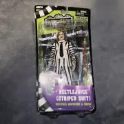 NEW NECA Beetlejuice BLACK and WHITE Suit 7" Action Figure In Hand SHIPS FAST