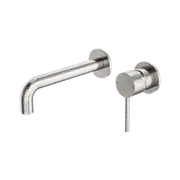 Nero Wall Basin/Bath Mixer (Separate Plates) 185mm Spout Brushed Nickel NR250810CBN