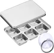 Ice Cube Trays, Stainless Steel Lid Ice Cube Tray with Suction Cup Super Easy