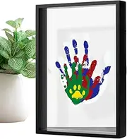 Transparent Handprint Frame - Hand Print Family Kit, Handprint Craft Keepsake Kit | Wooden Frame Kit Transparent Sheets, Baby Safe Paint Craft Clear Kit for New Parent, After Birth Home