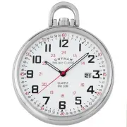 Gotham Men's Stainless Steel Analog Quartz Date Railroad Style Pocket Watch