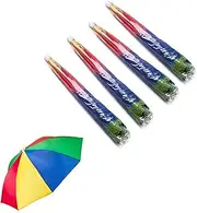 4 Pack Umbrella Hat, Rainbow Adult Cap Multicolor Hands with Head Strap, 21" Diameter Folding Waterproof Elastic Fishing Headwear for Sun, Rain, Beach, Golf, Hiking, Party Color Randomly