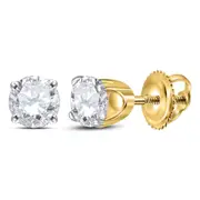 14k Yellow Gold Round Diamond Premium Solitaire Earrings 5/8 Cttw (Certified)