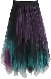 [Generic] Tulle Skirt Toddler Women's Waisted Slimming Multi Layer Irregular Mesh Stitching Cake Skirt Mid Length Half Skirt Sexy Lace Skirts for Women