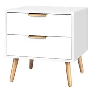 ALFORDSON Bedside Table 2-Drawer Nightstand Cabinet 40 x 48 x 51cm Scandinavian Design Organiser Wooden Storage Side Chest Table for Hallway, Bedroom and Living Room (Neil White)