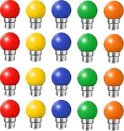 20x B22 Bayonet Cap LED Coloured Light Bulb Mini Globe Golfball Bulbs for Outdoor Patio Garden Party