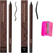Occasionalous Eyeliner, 24 Hr Waterproof Eyeliner Duo Sharpenable Eye Pencil, Chocolate Eyeliners Pencil Waterproof, No Smudging, Fading, Smooth and Easy To Color (Black+Graphite)