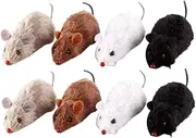 HOUDERCO 8Pcs Clockwork Mouse Cat Adorable Plush Mice for Cat Wind Up Rat Random Colors Engaging Pet Playtime