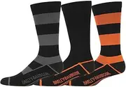 [HARLEY-DAVIDSON] Men's 3-Pack H-D Script Midcalf Socks Box Set Multi Colored, Black, Large
