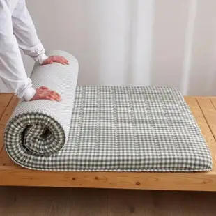 日式水洗棉綠格抗壓雙人床墊150*200cm厚約8cm(日式床墊)