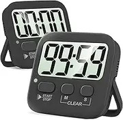 Antonki 2 Pack Digital Timer for Kids, Magnetic Countdown Kitchen Timers for Cooking, Egg, Classroom, Teacher, Exercise, Study, Oven - Battery Included