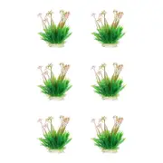 6PK Dudley's World Of Pets Aquarium/Fish Tank Resin Grass w/ Flowers Decor 26cm