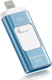 [ROSPE] USB Stick 512GB for iPhone, MFi Certified Lightning Memory Stick, 3-in-1 Flash Drive for iPhone/iPad/Android/PC, USB 3.0 High-Speed Photostick Thumb Drive Transfer Photos Videos, Grayish Blue