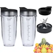 2Pcs 710ml Ninja Cup Set 7 Fin Extractor Blade Replacement For Nutri Ninja Blender Cup
