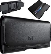 DeBin Holster for iPhone16, 16Pro, 16e, 15, 15Pro, 14, 14 Pro, 13 Pro, 13, 12 Pro, 12, 11, XR, Cell Phone Belt Holder with Belt Clip ID Card Holder (Fits iPhone with Otterbox Commuter Case on) Black