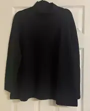 NWT $248 Eileen Fisher Black Merino Wool Turtle Neck Top XL