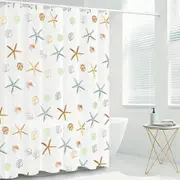 Heavy Duty Waterproof Fabric Shower Curtain Rust-Resistant Grommets with 12 Plastic Hooks (180x180 cm)