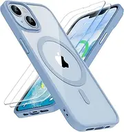 ORETECH Magnetic Case for iPhone 14,iPhone 13 Case with 2X Screen Protector Compatible with MagSafe Wireless Charging Protective Shockproof Military Protection Clear Back Phone Case, Sierra Blue