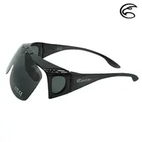 在飛比找PChome24h購物優惠-ADISI 掀蓋式偏光太陽眼鏡 AS20047 透明亮黑框/