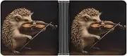 [RTSEBVN] Slim Credit Card Holder Personalized Leather Chubby Pattern Money Clip Gifts Wallet For Men Women, Animal Hedgehog Music Violin, One size, Modern