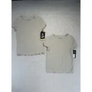 Art Class Girls Top Short Sleeve Top Ruffle Edge Gray Size S (6/6X) NWT Set Of 2