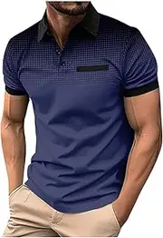 [Akklian] Shirts for Men Short Sleeve Dress Shirts Stretch Casual Button Golf T-Shirts Slim-Fit Formal Shirt Classic Shirts