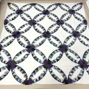 Double Wedding Ring Handmade Cotton Queen size Patchwork quilt top/topper