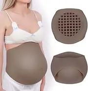 Fake Pregnant Belly Silicone Artificial Baby Bump False Pregnancy Belly, Pregnant Belly with Ventilation Grid Realistic Beer Belly for Cosplay Actors Film Props,Black,5~7 Months S
