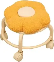 STARTIST Rolling Stool with Universal Swivel Caster Wheels, Home Roller Stool, Cute Flower Shaped Sofa Footstool for Apartment, Kitchen, Living Room, Home, Yellow