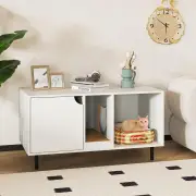 CostwayCat Litter Box Enclosure with Storage and Removable Scratching Board-White