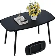 WOHOMO Folding Coffee Table Small Black Coffee Tables for Living Room Portable Simple Modern Rectangular Center Table for Small Spaces,No Assembly, 31.5 * 15.7 * 17.7IN, Black